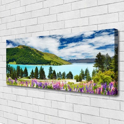 Quadro su tela Paesaggio del lago della foresta di montagna