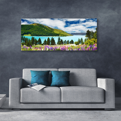 Quadro su tela Paesaggio del lago della foresta di montagna