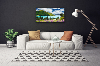 Quadro su tela Paesaggio del lago della foresta di montagna