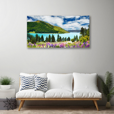 Quadro su tela Paesaggio del lago della foresta di montagna