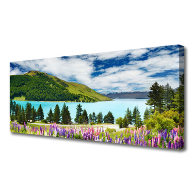 Quadro su tela Paesaggio del lago della foresta di montagna