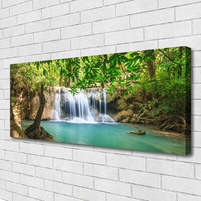 Quadro su tela Cascata del lago della foresta naturale