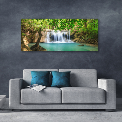 Quadro su tela Cascata del lago della foresta naturale