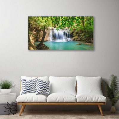 Quadro su tela Cascata del lago della foresta naturale