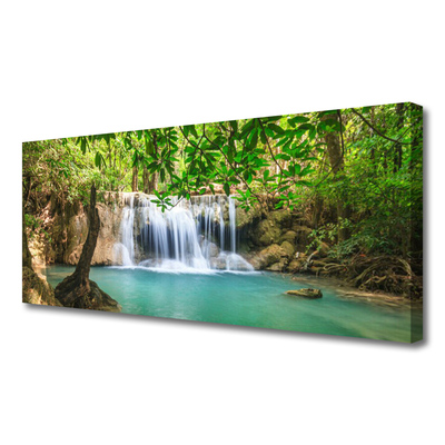 Quadro su tela Cascata del lago della foresta naturale