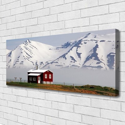 Quadro su tela Paesaggio di neve della casa di montagna
