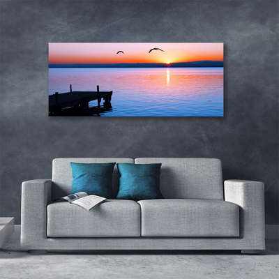 Quadro su tela Il molo del mare e il sole Paesaggio