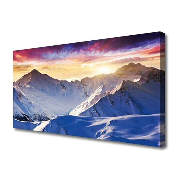 Foto quadro su tela Paesaggio di montagne di neve