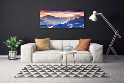 Foto quadro su tela Paesaggio di montagne di neve