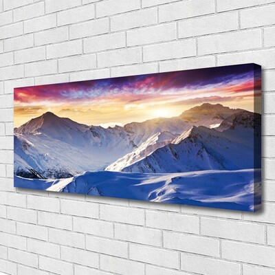 Foto quadro su tela Paesaggio di montagne di neve