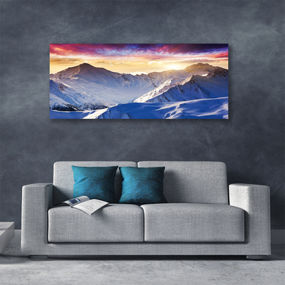 Foto quadro su tela Paesaggio di montagne di neve