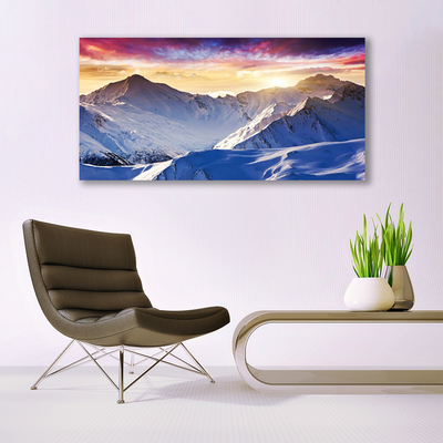 Foto quadro su tela Paesaggio di montagne di neve