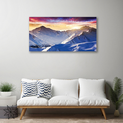 Foto quadro su tela Paesaggio di montagne di neve