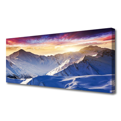 Foto quadro su tela Paesaggio di montagne di neve