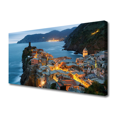 Quadro su tela Paesaggio di montagna della città del mare