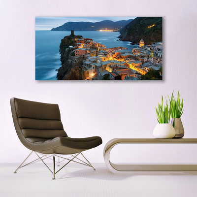 Quadro su tela Paesaggio di montagna della città del mare