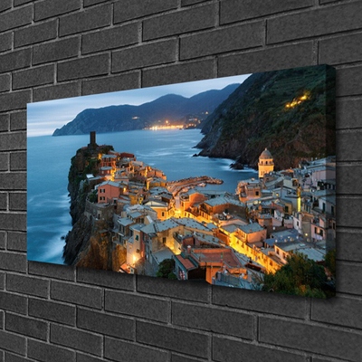 Quadro su tela Paesaggio di montagna della città del mare