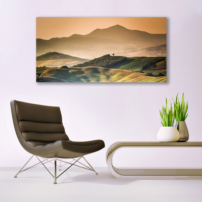 Quadro su tela Paesaggio del campo delle montagne