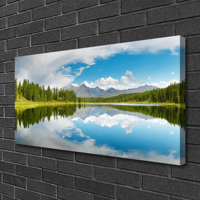 Quadro stampa su tela Paesaggio di montagna del lago forestale