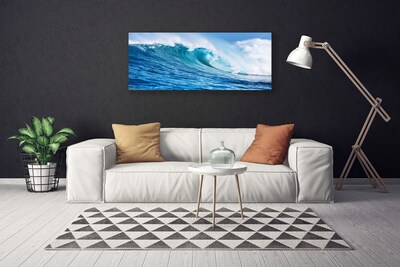 Quadro su tela Onde Mare Cielo Nuvole