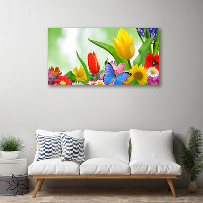 Quadro su tela Farfalla, fiori, natura