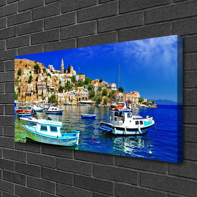 Quadro su tela Barca da città, paesaggio marino