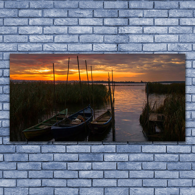 Quadro su tela Paesaggio dell'erba del mare della barca