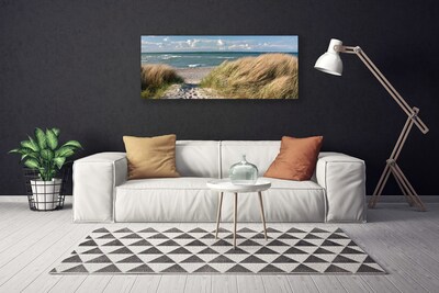 Stampa quadro su tela Paesaggio dell'erba del mare della spiaggia