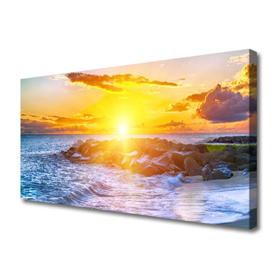 Foto quadro su tela Costa del mare al tramonto