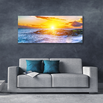 Foto quadro su tela Costa del mare al tramonto