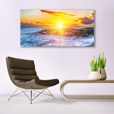 Foto quadro su tela Costa del mare al tramonto