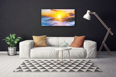 Foto quadro su tela Costa del mare al tramonto