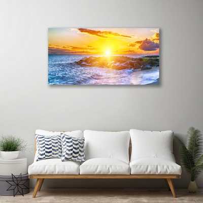 Foto quadro su tela Costa del mare al tramonto