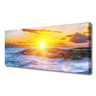 Foto quadro su tela Costa del mare al tramonto