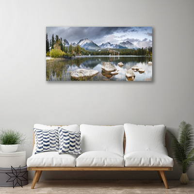 Quadro su tela Paesaggio della foresta di montagna del lago
