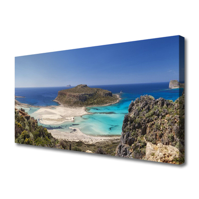 Quadro su tela Montagne della spiaggia del mare dell'isola