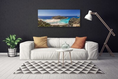 Quadro su tela Montagne della spiaggia del mare dell'isola