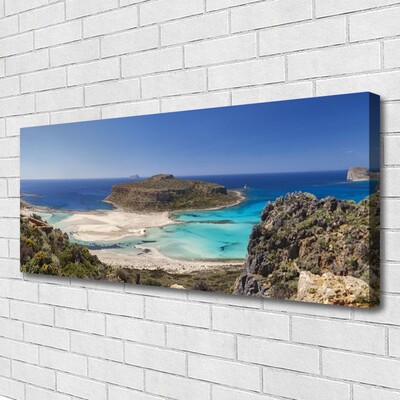 Quadro su tela Montagne della spiaggia del mare dell'isola