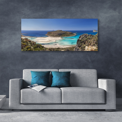 Quadro su tela Montagne della spiaggia del mare dell'isola