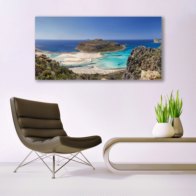 Quadro su tela Montagne della spiaggia del mare dell'isola