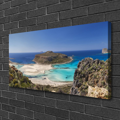 Quadro su tela Montagne della spiaggia del mare dell'isola