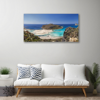 Quadro su tela Montagne della spiaggia del mare dell'isola