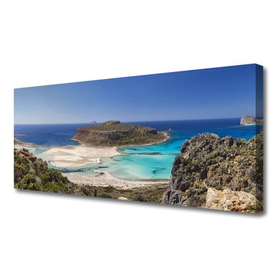 Quadro su tela Montagne della spiaggia del mare dell'isola