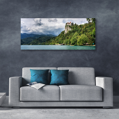 Foto quadro su tela Castello nel paesaggio della foresta delle montagne