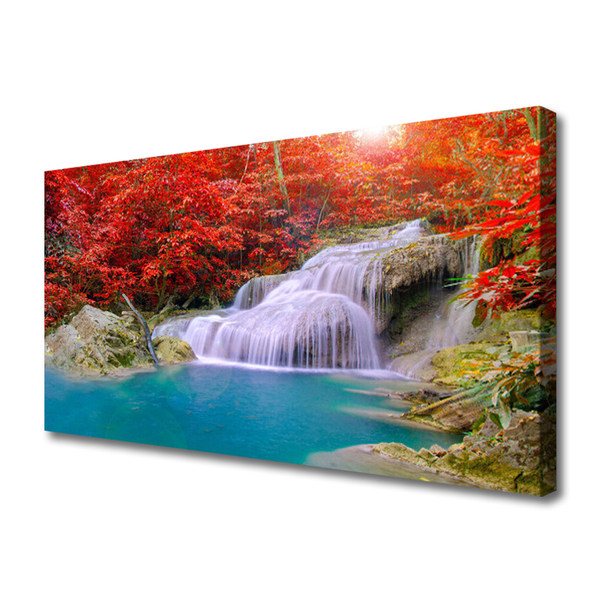 Quadro su tela Cascata della foresta autunnale