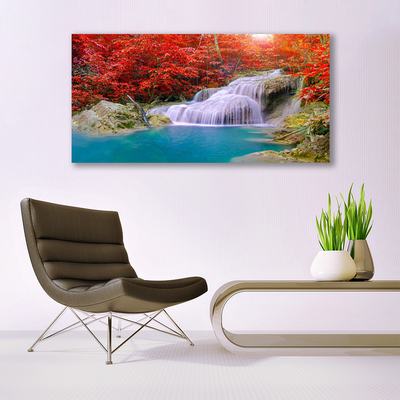 Quadro su tela Cascata della foresta autunnale