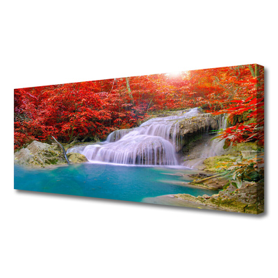 Quadro su tela Cascata della foresta autunnale