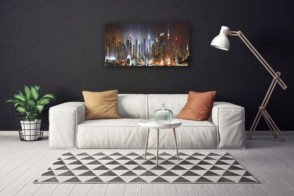 Quadro su tela Panoramica New York di notte dell'album Night city di I –   - Ideandoo