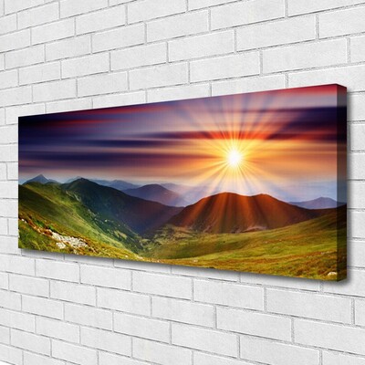 Quadro su tela Paesaggio di montagne al tramonto