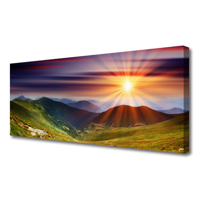 Quadro su tela Paesaggio di montagne al tramonto